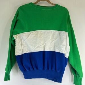 Vintage Colorblock Green, White, and Blue Liz Wear Sweatshirt Large Preppy